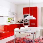 дизайн современной кухни в красном цвете